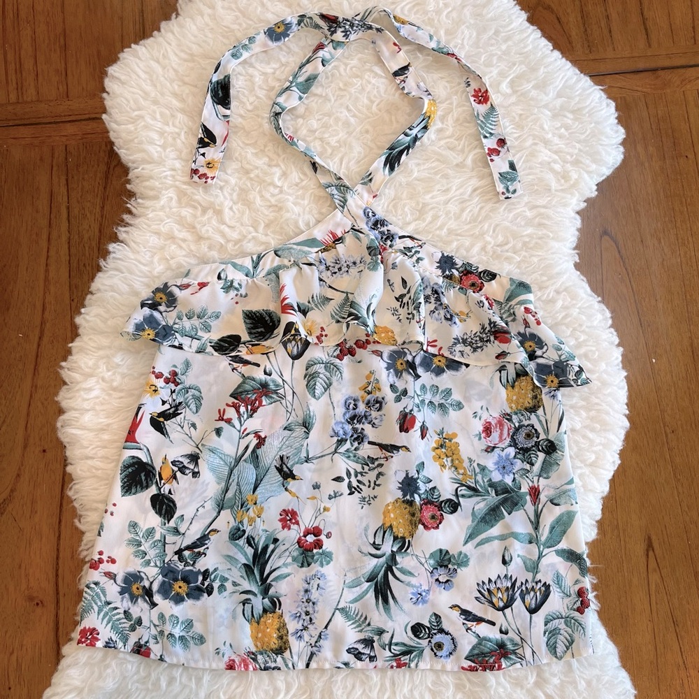 Banana Republic White Floral Halter Top